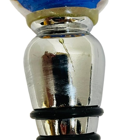 Murano Glass Blue Orange Glass Bottle Stopper Mullti Cover 3 1/3" - Picture 3 of 7